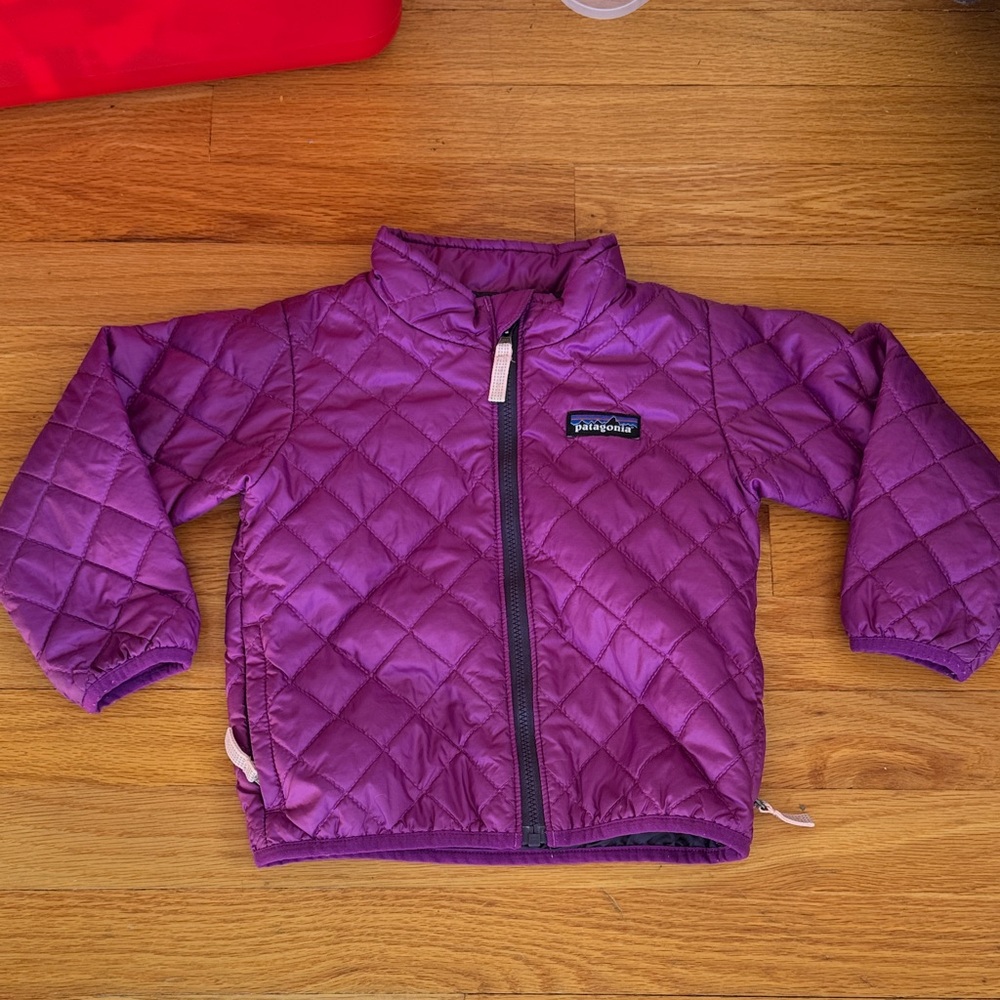 Patagonia Vibrant Purple baby nano puff jacket.